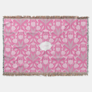Pink Hummingbird Coquette Personalized floral Throw Blanket