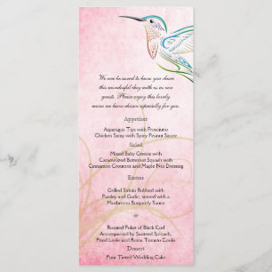 Pink Hummingbird Watercolor Menu Mariage
