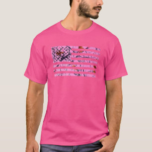 Pink Hunting Camo Flag American Usa Us Camouflage T-Shirt
