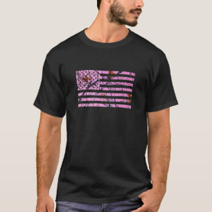 Pink Hunting Camo Flag Pattern American USA US Cam T-Shirt