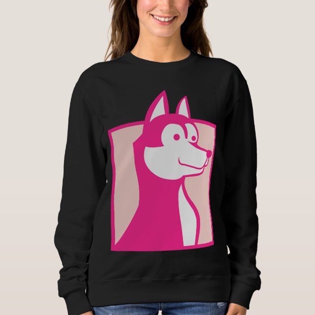 Pink Husky Dog Sweatshirt (Front)