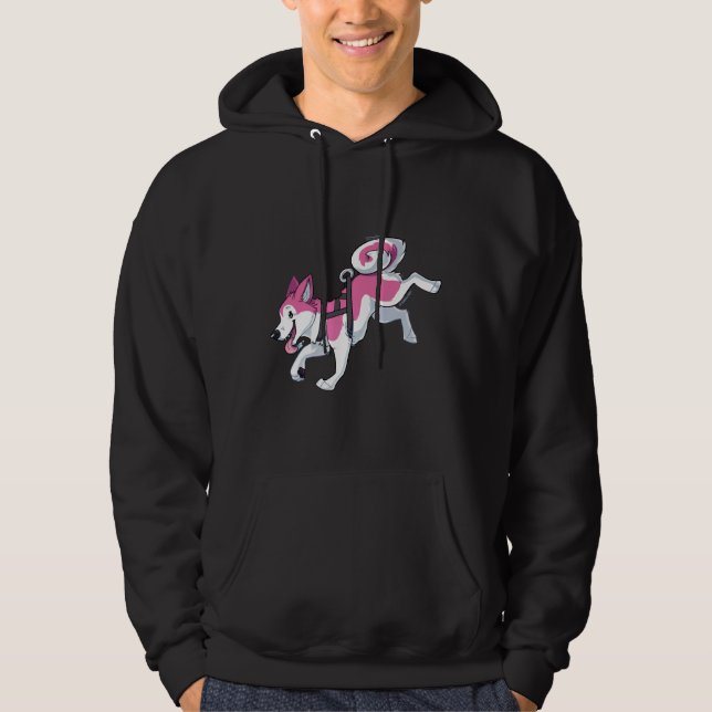 Pink Husky Running Hoodie (Front)