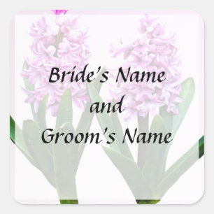Pink Hyacinth Duo Save the Date Square Sticker