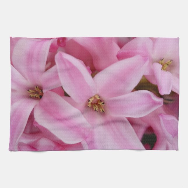 pink hyacinth flower kitchen towel (Horizontal)
