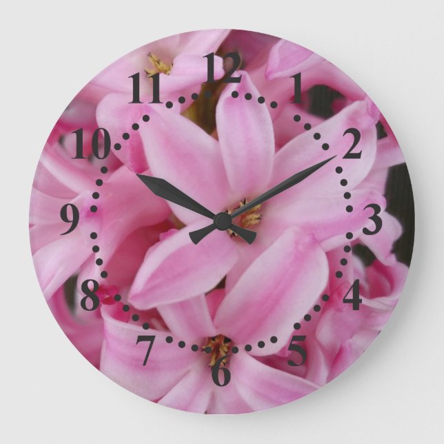 pink hyacinth flower large clock (Front)