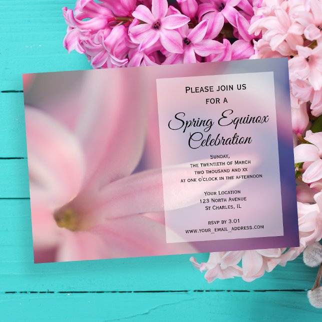 Pink Hyacinth Flower Spring Equinox Celebration Invitation (Creator Uploaded)