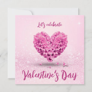 Pink Hyacinth Heart Happy Valentine's Day Party Invitation
