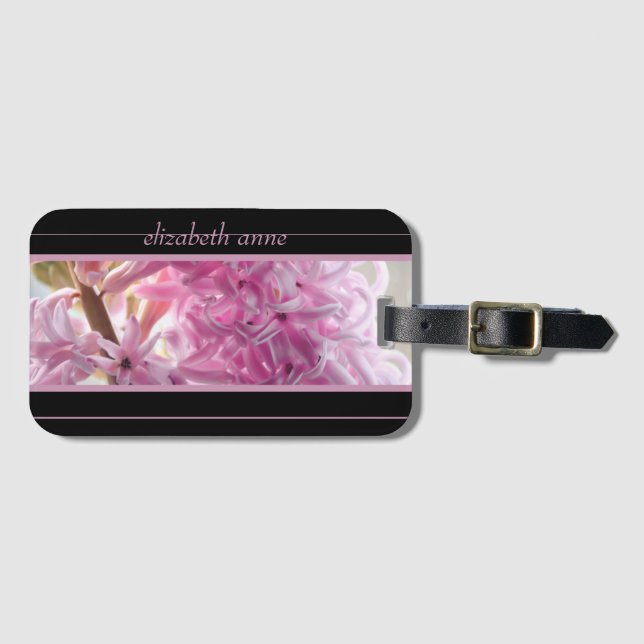 Pink Hyacinth Personalize Luggage Tag (Front Horizontal)