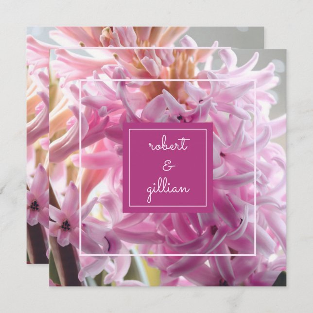 Pink Hyacinth Wedding Invitation (Front/Back)