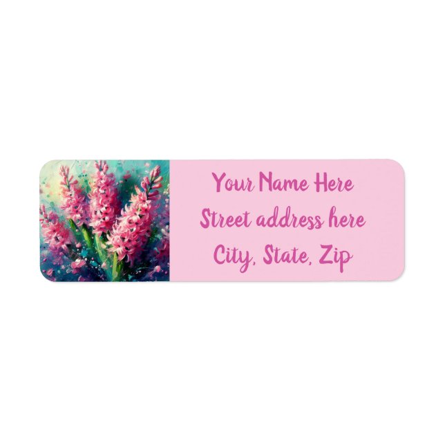 Pink Hyacinths Floral Return Address  (Front)