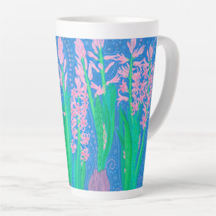 Pink Hyacinths Spring Flowers Floral Art Painting  Latte Mug