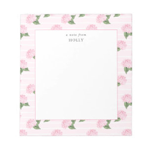 Pink Hydrangea All Over Bloom Personalized Notepad