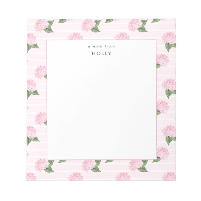 Pink Hydrangea All Over Bloom Personalized Notepad (Front)