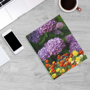 Pink Hydrangea and Colourful Zinnia Floral Notebook