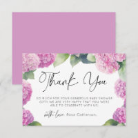Pink Hydrangea Baby Shower Thank You 