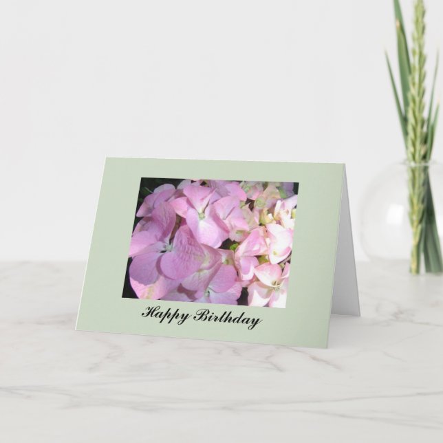 Pink Hydrangea Birthday Card (Front)