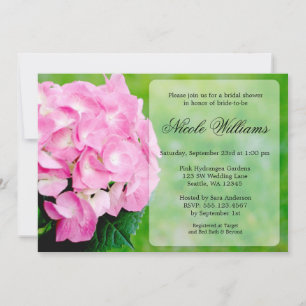 Pink Hydrangea Blossom Bridal Shower Invitation