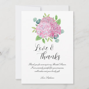Pink Hydrangea Botanical Bridal Shower Thank You Card