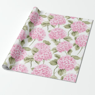 Pink Hydrangea Botanical Gift Wrap
