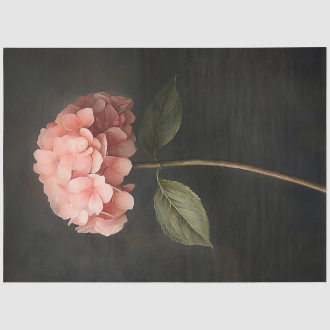Pink Hydrangea Botanical Painting Decoupage Tissue Paper (Front)