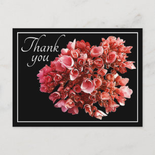 Pink Hydrangea Bouquet Black Background Thank You Postcard