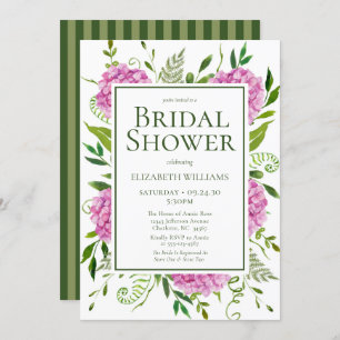 Pink Hydrangea Bridal Shower Invitation