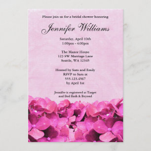 Pink Hydrangea Bridal Shower Invitation