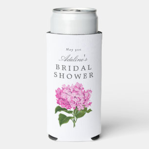 Pink Hydrangea Bridal Shower Party Seltzer Seltzer Can Cooler