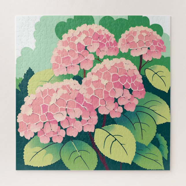 Pink Hydrangea Bush Card Jigsaw Puzzle (Vertical)