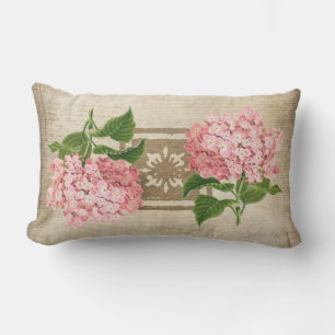 Pink Hydrangea Clusters Patio Lumbar Pillow