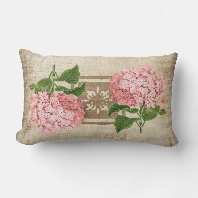 Pink Hydrangea Clusters Patio Lumbar Pillow (Front)