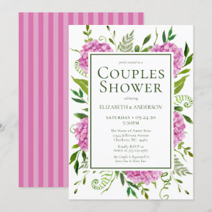 Pink Hydrangea Couples Shower Invitation