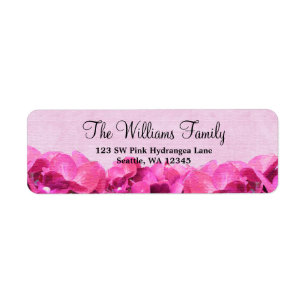 Pink Hydrangea Custom Address Label