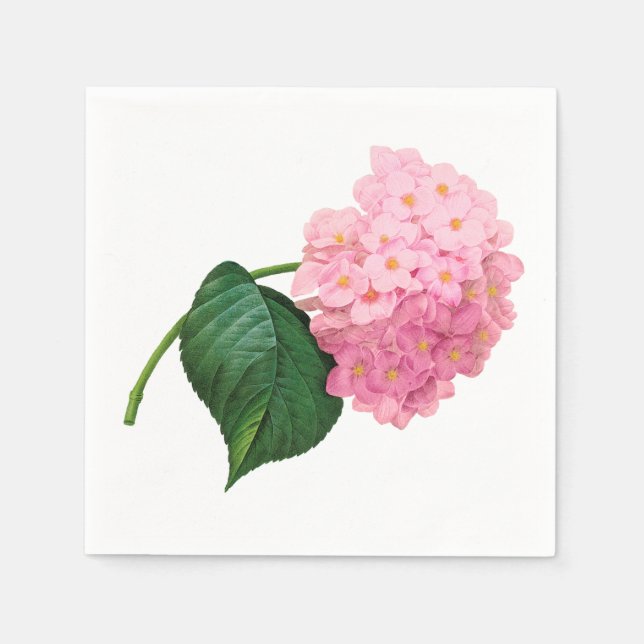 Pink Hydrangea Custom White Standard Napkin (Front)