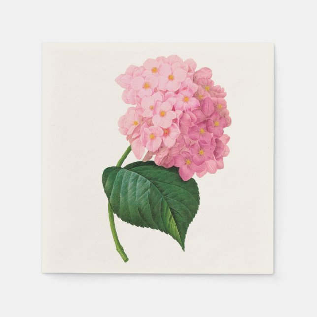 Pink Hydrangea Custom White Standard Napkin (Front)