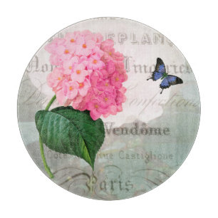 Pink Hydrangea Decorative Glass Cutting Board