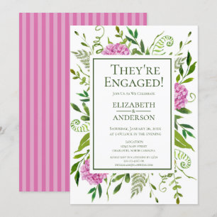 Pink Hydrangea Engagement Party Invitation