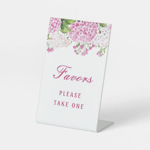 Pink Hydrangea Favors Pedestal Sign