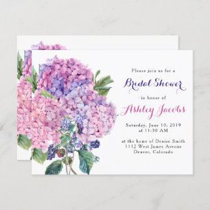 Pink Hydrangea Floral Bridal Shower Invitation