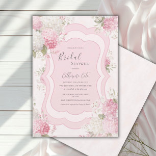 Pink Hydrangea Floral Elegant Bridal Shower Invitation