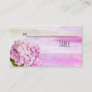 Pink hydrangea floral wedding escort card