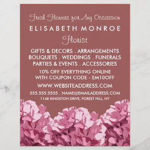 Pink Hydrangea, Floristry Advertising Flyer