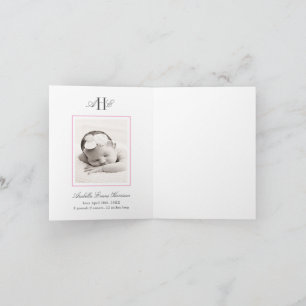 Pink Hydrangea Flower Baby Shower Baby Photo Thank You Card