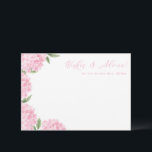 Pink Hydrangea Flower Blooms Floral Advice Card<br><div class="desc">This pretty floral card features watercolor hydrangea flowers and your custom text.  Use the template to fill in your information. The "Customize further" feature can be used to change the font (size,  style,  colour),  and add more lines of text,  change the layout and add text to the back.</div>