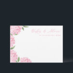 Pink Hydrangea Flower Blooms Floral Advice Card<br><div class="desc">This pretty floral card features watercolor hydrangea flowers and your custom text.  Use the template to fill in your information. The "Customize further" feature can be used to change the font (size,  style,  colour),  and add more lines of text,  change the layout and add text to the back.</div>