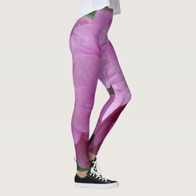Pink Hydrangea Flower  Leggings (Right)