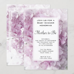 Pink Hydrangea Flowers Baby Shower Invitation