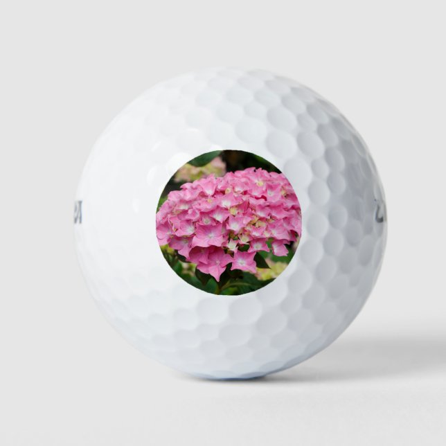 Pink hydrangea flowers golf balls (Front)