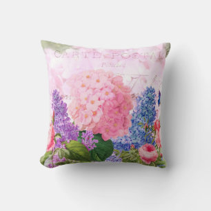 Pink Hydrangea French Accent Throw Pillow