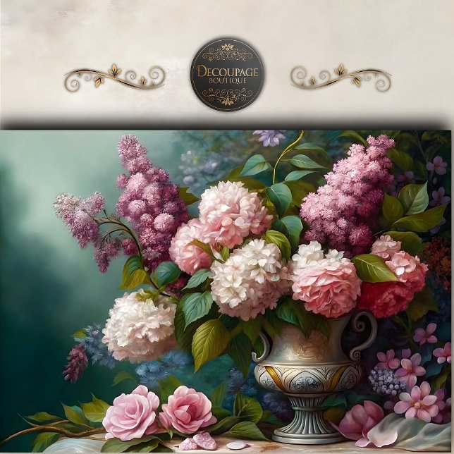 Pink Hydrangea Garden Bouquet Decoupage Tissue Paper (Pink Hydrangea Garden Bouquet Decoupage Tissue Paper)